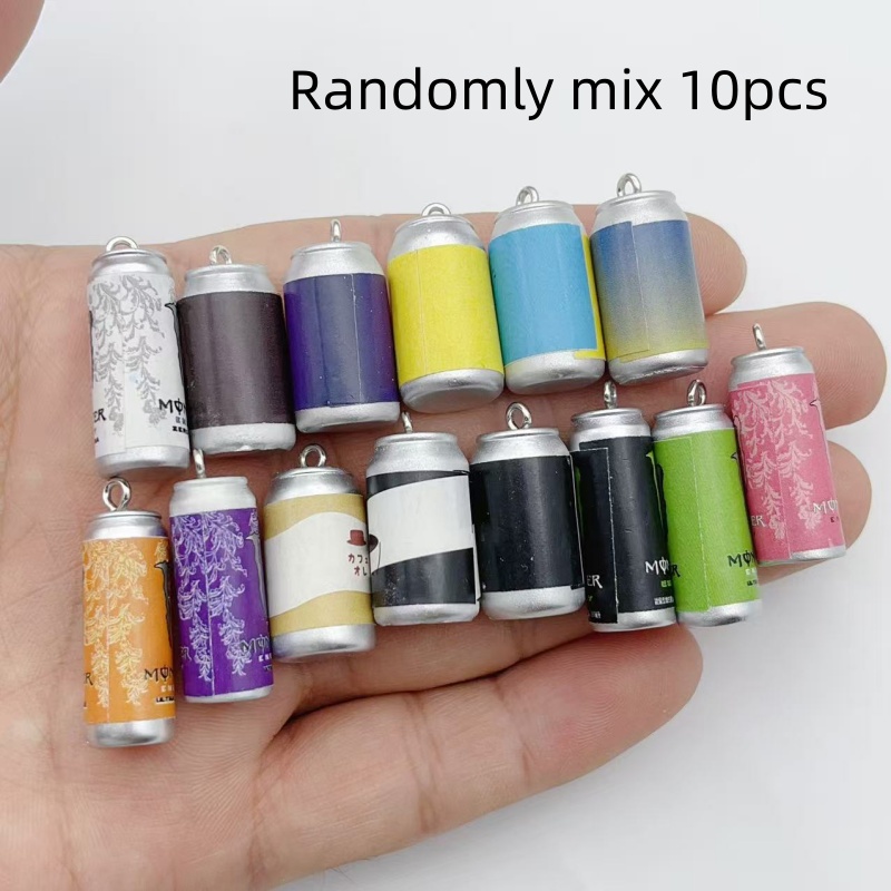 Women'S Keychain Accessories - 10 ชิ้น จี้เรซินรูปกระป๋องเครื่องดื่มจำลองขนาดเล็ก หลากสีสัน สำหรับทำจี้ขวดเครื่องดื่มจำลอง DIY
