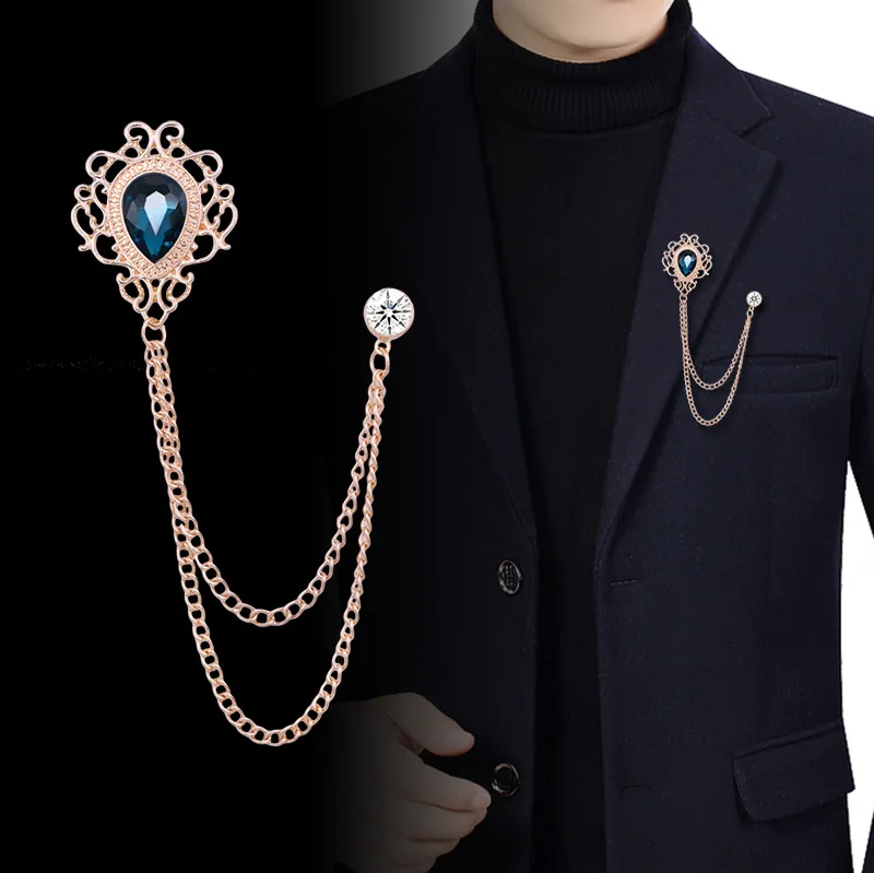 Women'S Accessories For Suit - เข็มกลัดติดปกเสื้อแบบวินเทจประดับพู่ห้อยคริสตัลและเพชรเทียม - เครื่องประดับแฟชั่นสำหรับผู้ชายและผู้หญิง ใช้ได้กับเสื้อสูท เสื้อเชิ้ต และเนคไท