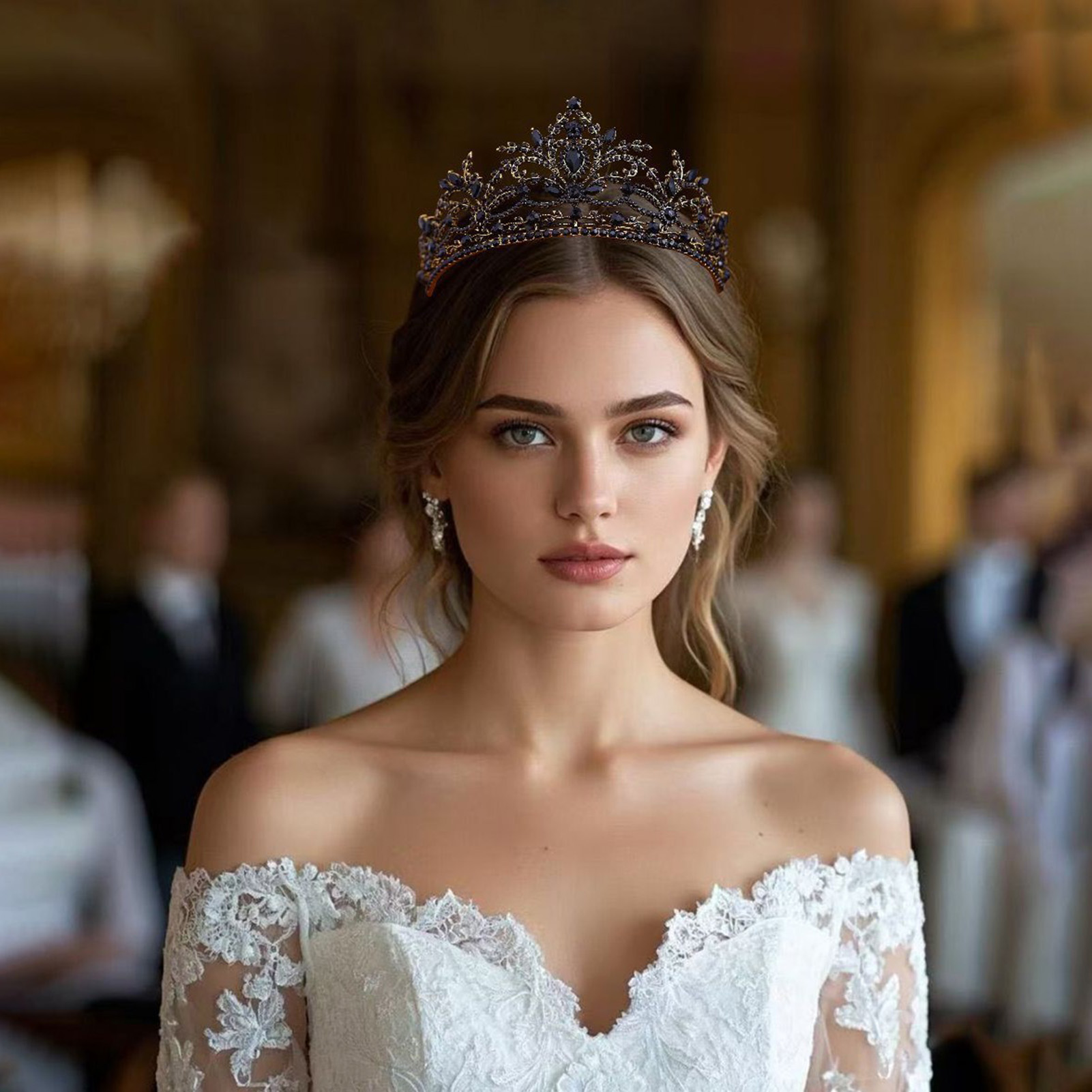Women Accessories For Gift - มงกุฎเจ้าสาวประดับเพชรระยิบระยับสำหรับงานแต่งงาน งานประกวด หรูหรา ประดับด้วยคริสตัล โลหะผสม ที่คาดผม