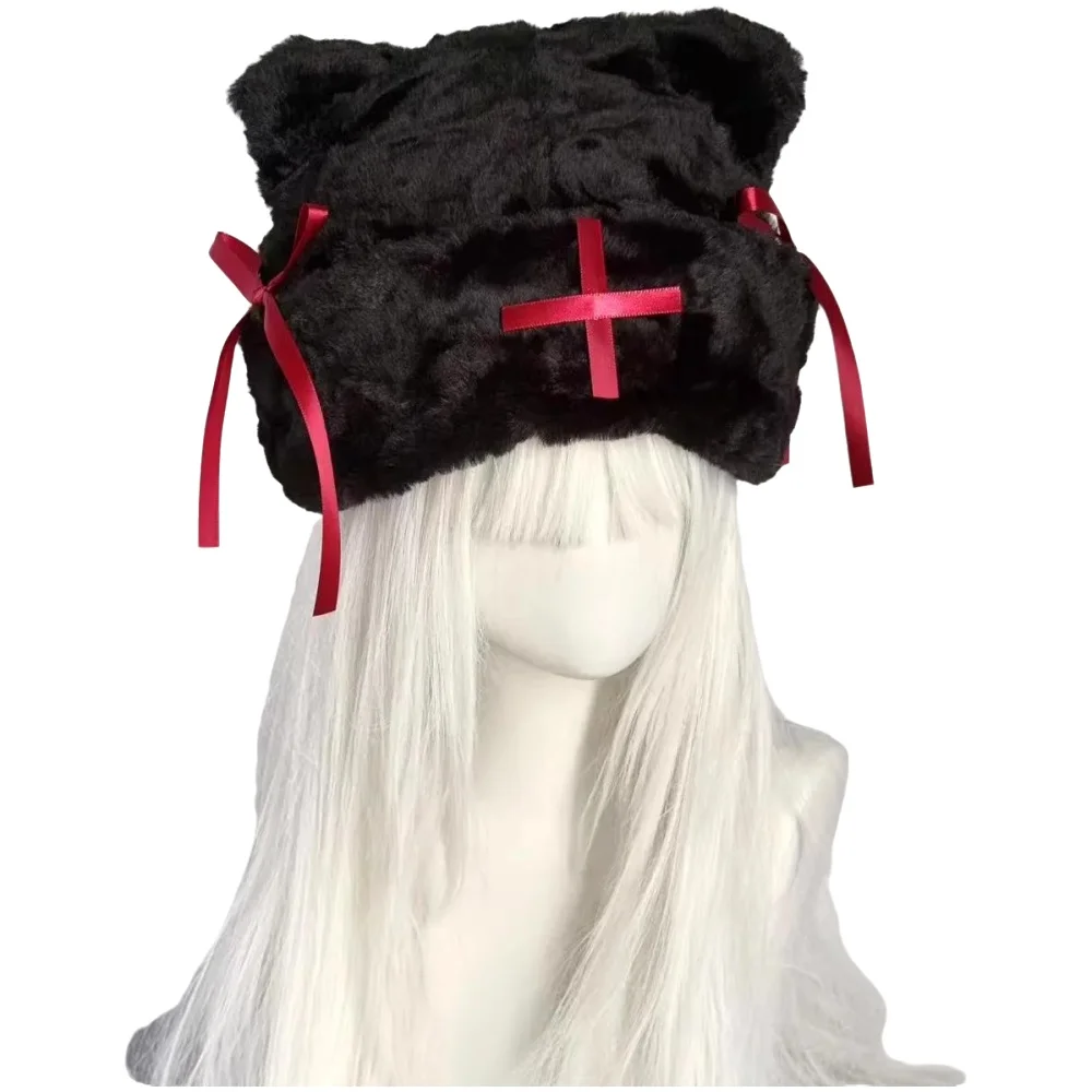Women'S Y2K Accessories - หมวกเบเร่ต์ลายจุดสไตล์ซับคัลเจอร์, หมวกย2เค สาวเท่ห์ พังก์ คลาวด์ เพนเทอร์