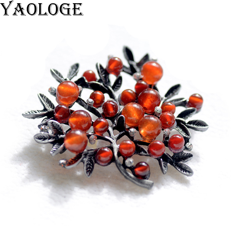 Women Accessories Bouquet - ใหม่หินธรรมชาติ Plant Leaf Bouquet เข็มกลัดโลหะผ้าพันคอ Pins