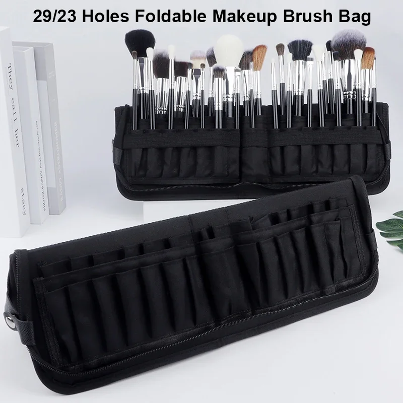 Women Accessories Pouch - 29/23 หลุมแปรงแต่งหน้าแบบพับได้กระเป๋าผู้หญิงแปรงแต่งหน้าเครื่องมือกระเป๋าOrganizer Travel Powderเครื่องสําอางค์ชุดแป้งกรณีผู้ถือ