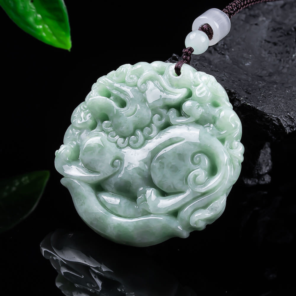 Women Accessories For Gift - หยกพม่าธรรมชาติ จี้ปี่เซียะ สร้อยคอแกะสลัก พระเครื่องแฟชั่น หยกแท้ เครื่องรางนำโชค