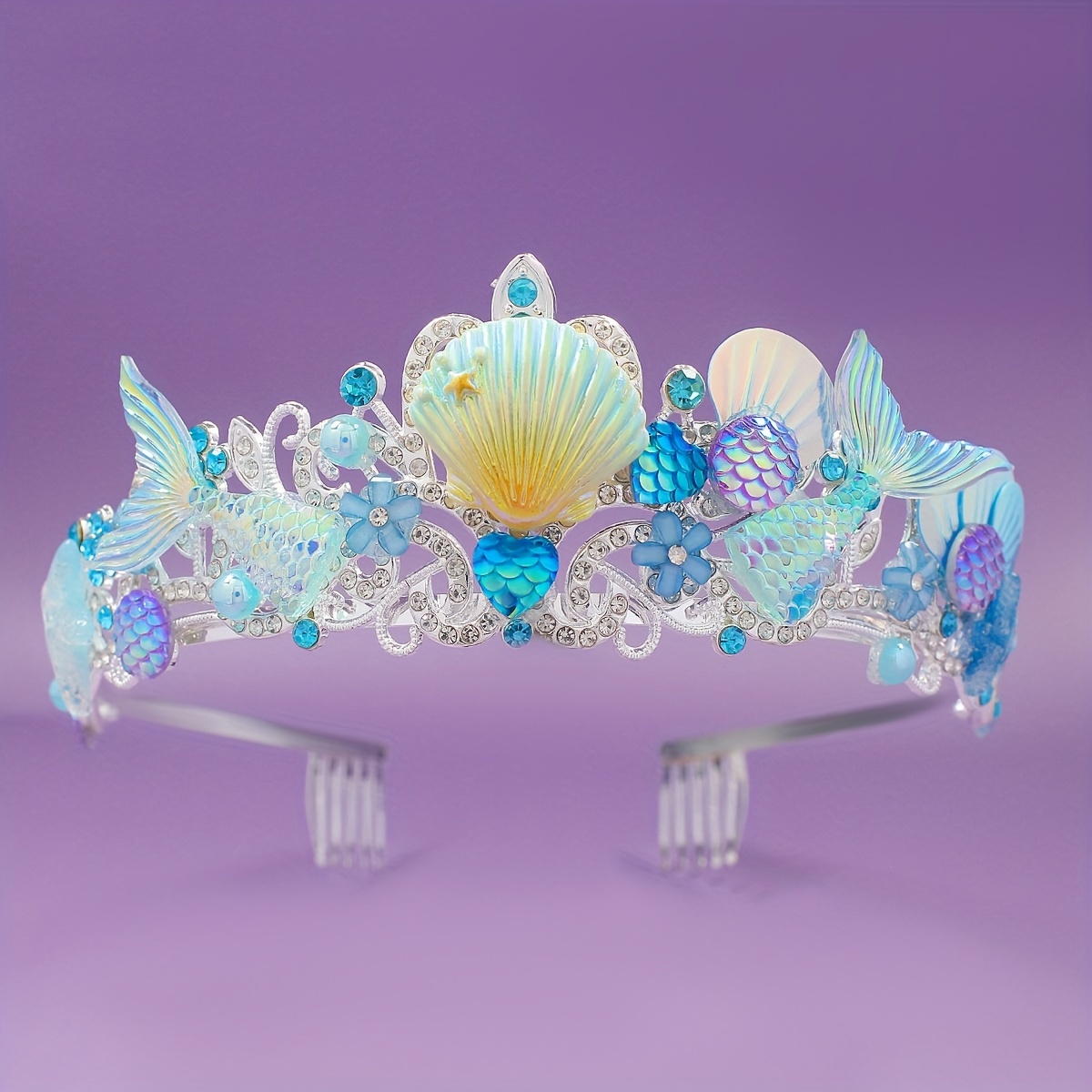 Women Accessories For Gift - มงกุฎหวีผมนางเงือกใหม่ ปี 2025 ซีรีส์มหาสมุทร มงกุฎโลหะผสม ที่คาดผมเด็กน่ารัก