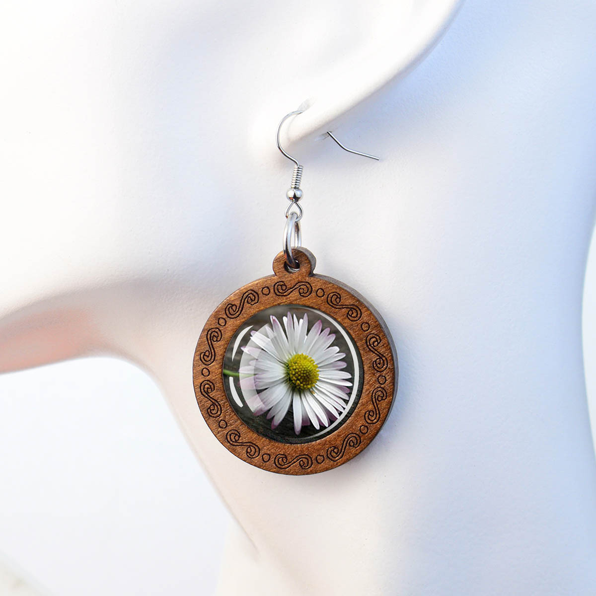 1 คู่ ต่างหูไม้แกะสลักลายดอกเด - Women Accessories Bouquet บทวิจารณ์และราคา