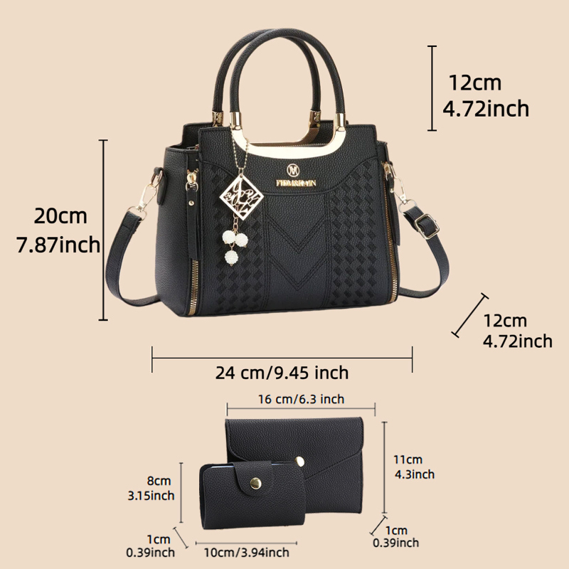 ชุดกระเป๋าถือ 3 ชิ้น ทำจากหนัง - Women'S Accessories For Suit บทวิจารณ์และราคา