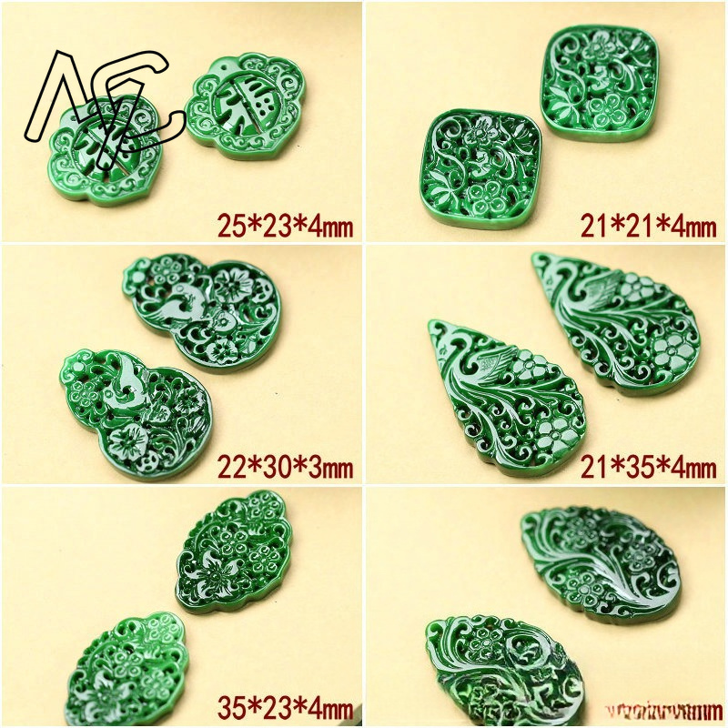 2 ชิ้น DIY หยกเขียวธรรมชาติแบบ - Women Accessories For Gift บทวิจารณ์และราคา