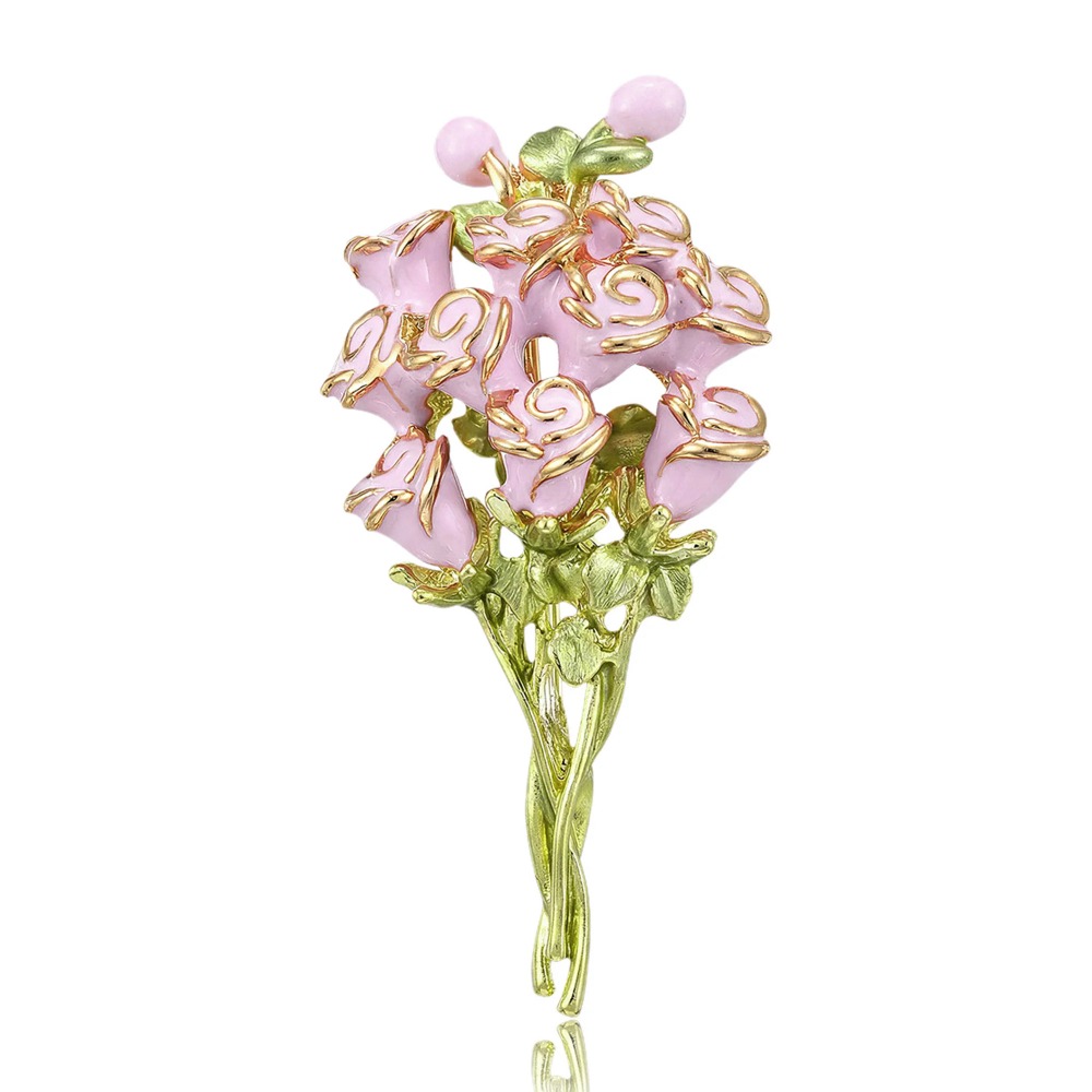 เข็มกลัดช่อดอกไม้เคลือบสีชมพูส - Women Accessories Bouquet บทวิจารณ์และราคา