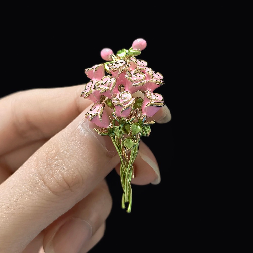 เข็มกลัดช่อดอกไม้เคลือบสีชมพูส - Women Accessories Bouquet บทวิจารณ์และราคา