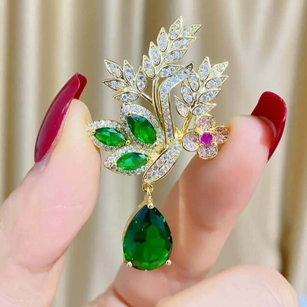 เข็มกลัดรูปดอกไม้ใบไม้สีเขียวเ - Women Accessories Bouquet บทวิจารณ์และราคา