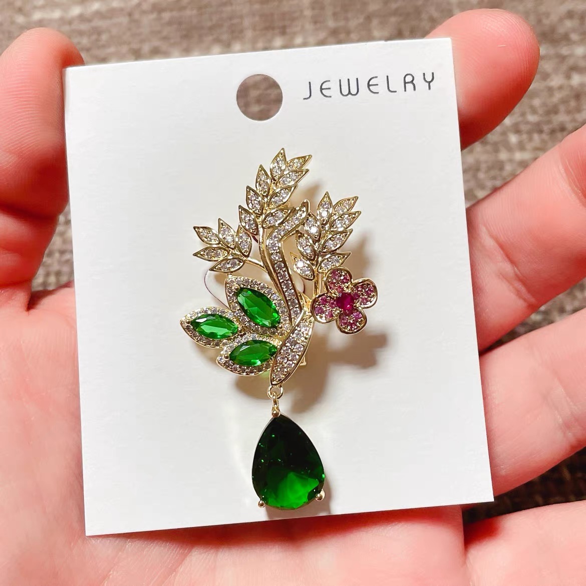 เข็มกลัดรูปดอกไม้ใบไม้สีเขียวเ - Women Accessories Bouquet บทวิจารณ์และราคา