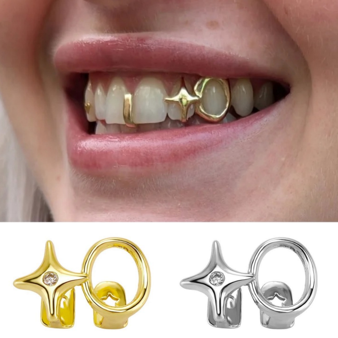 กริลล์ซ์ฟันแบบวงกลมคู่เคลือบเง - Women'S Y2K Accessories บทวิจารณ์และราคา