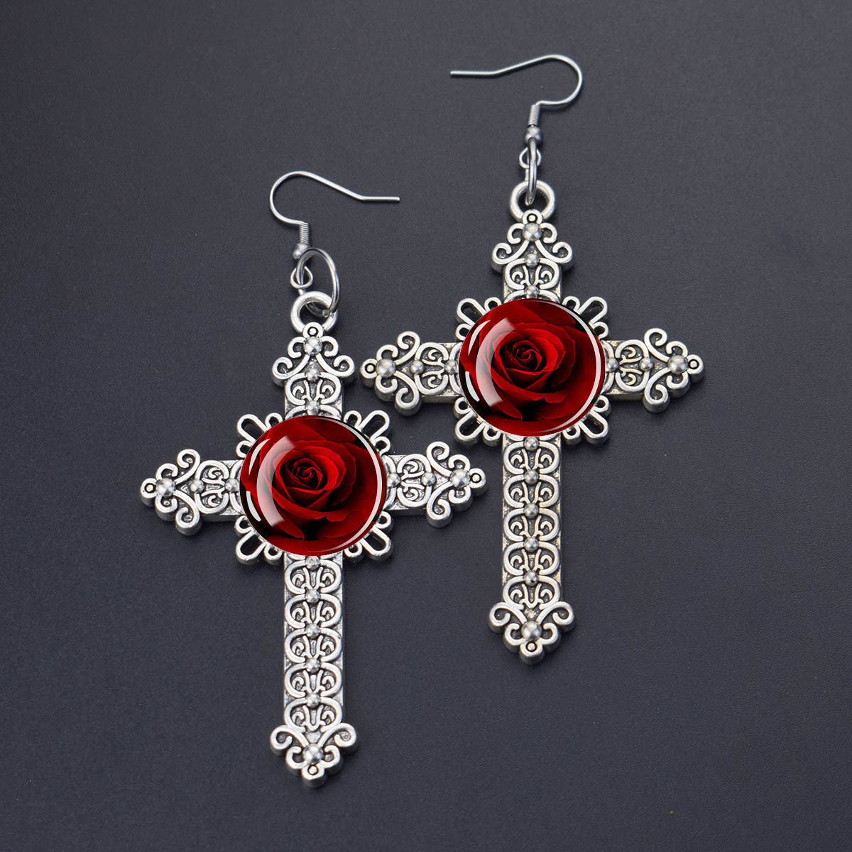 1 คู่ ลายดอกกุหลาบสีแดง ต่างหู - Women Accessories Bouquet บทวิจารณ์และราคา